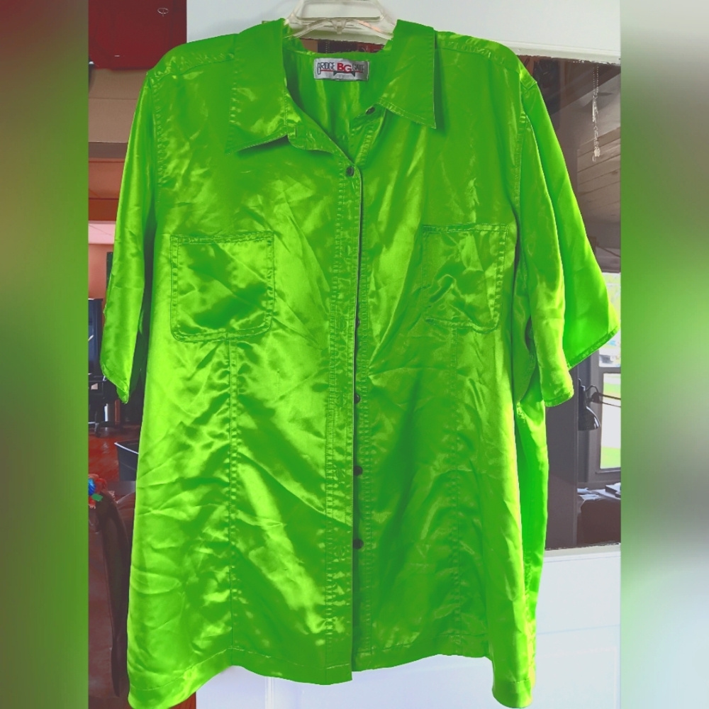 Bright Green Satin Shirt